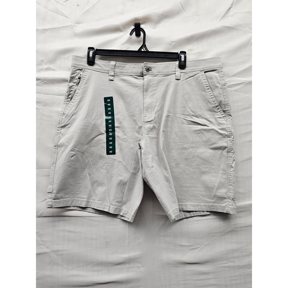 Weatherproof Mens Utility Shorts Cream Cotton Blend Stretch Size 40